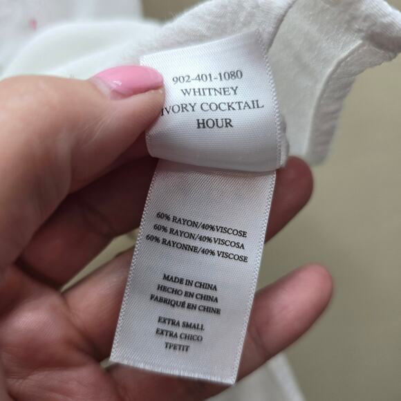 Rails Whitney Cocktail Hour Print Button Up Shirt Ivory White Size XS Party - Picture 7 of 8